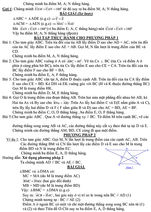 4 Phương pháp chứng minh 3 điểm thẳng hàng