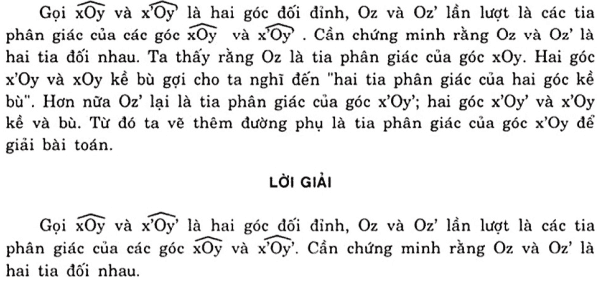 Vẽ thêm yếu tố phụ để giải bài toán hai góc đối đỉnh