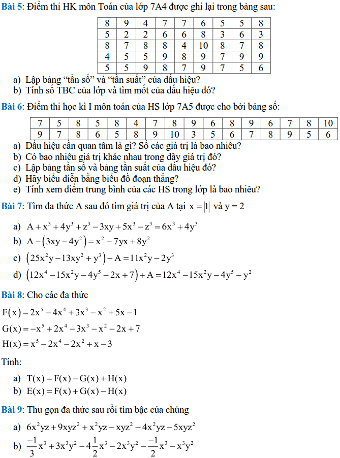 Đề cương ôn tập HK2 môn Toán 7 THCS Phú Diễn 2017-2018