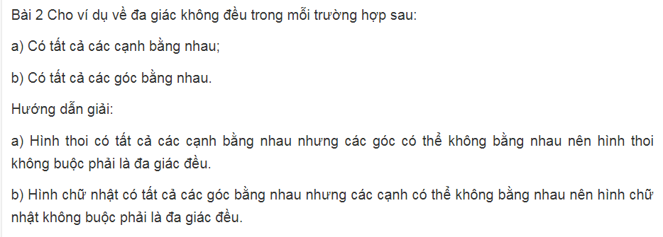 Các bài tập thuộc chương đa giác, diện tích đa giác cơ bản