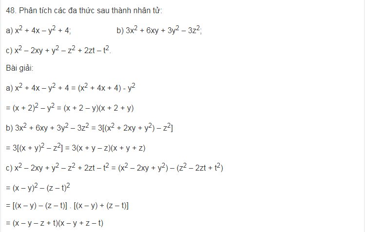 Phân tích đa thức thành nhân tử bằng cách nhóm hạng tử