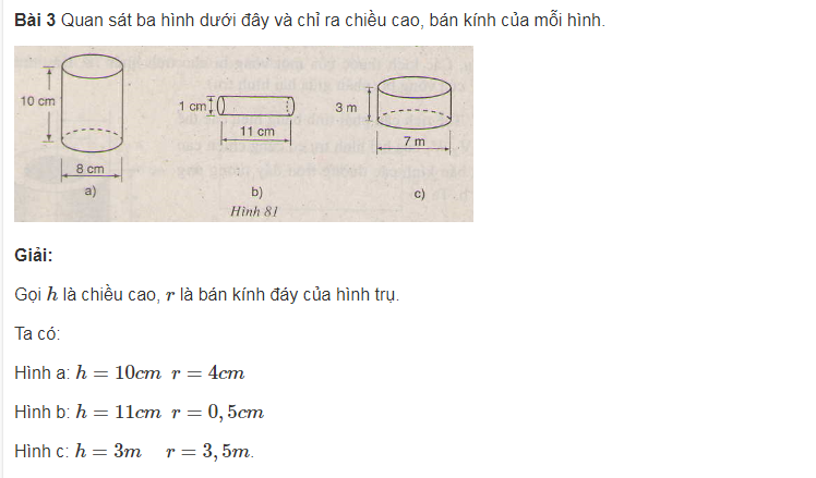 Phần kiến thức cơ bản về hình trụ hình nón và hình cầu lớp 9