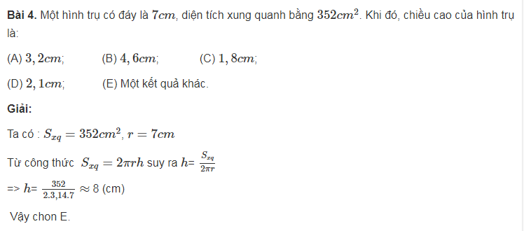 Phần kiến thức cơ bản về hình trụ hình nón và hình cầu lớp 9