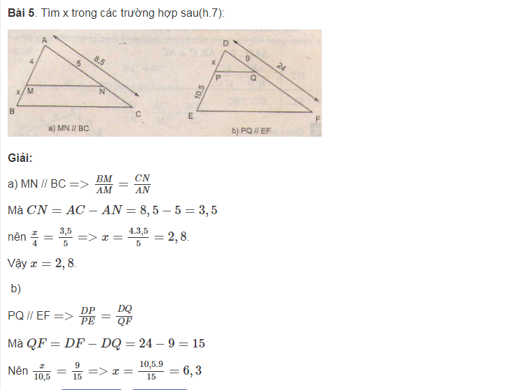 Ôn tập định lý ta lét trong tam giác của toán lớp 8