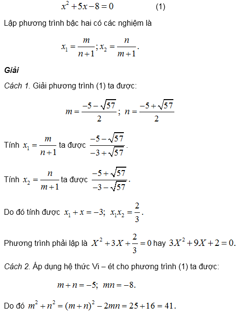 Hệ thức Vi – ét và ứng dụng – Bồi dưỡng Đại số 9