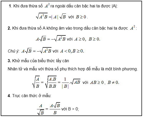 Biến đổi đơn giản căn thức bậc hai – Bồi dưỡng Đại số 9