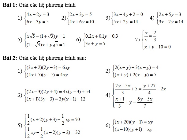 Chuyên đề hệ phương trình bậc nhất hai ẩn số