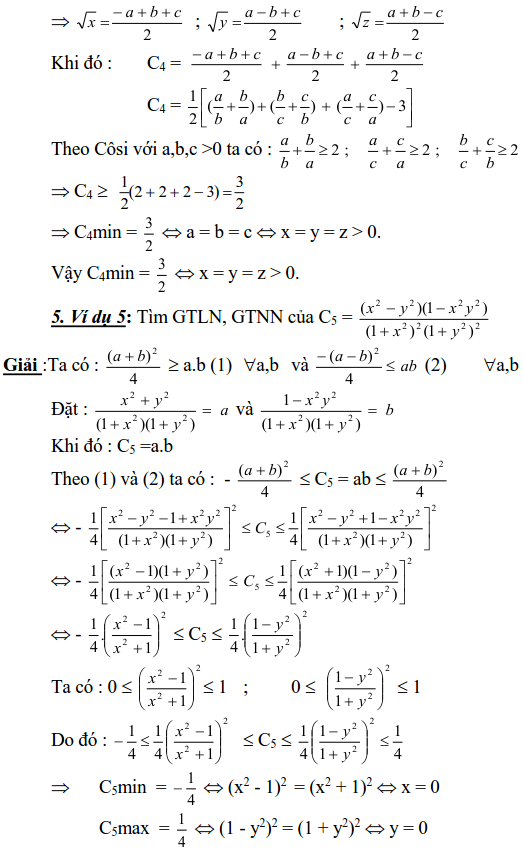 Sử dụng phương pháp đặt biến phụ để tìm GTLN, GTNN