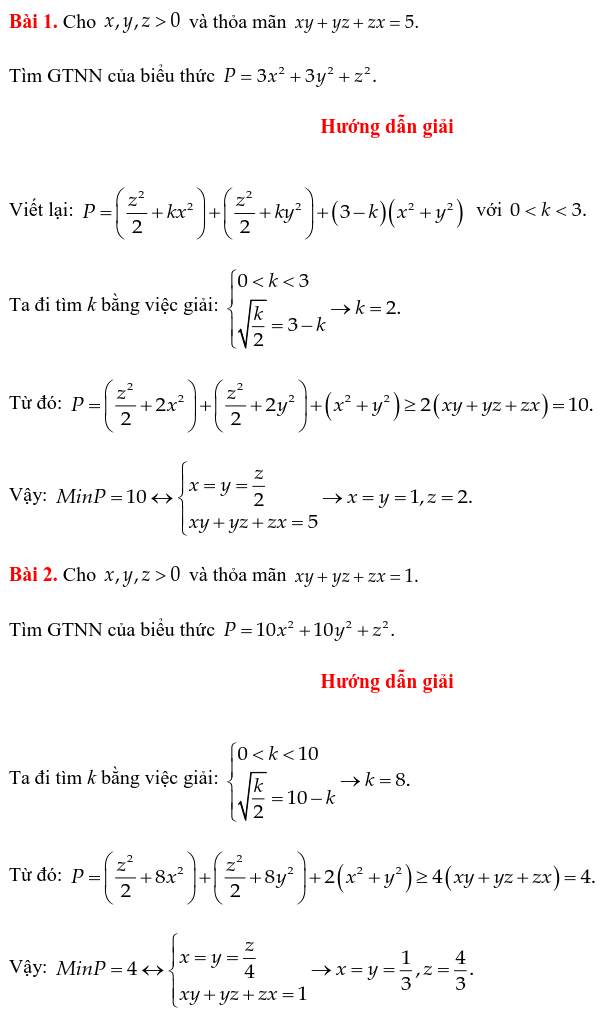 Một số ví dụ chứng minh BĐT bằng phương pháp cân bằng hệ số