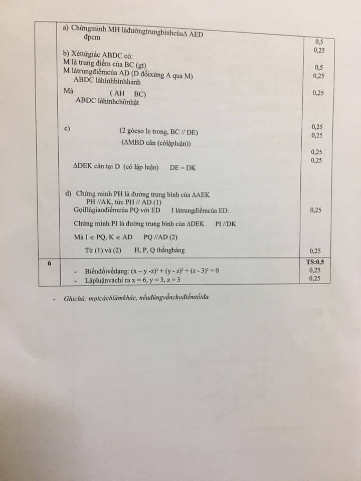 Đề kiểm tra học kì 1 môn Toán 8 huyện Thanh Trì 2018-2019 có đáp án