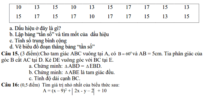 Đề kiểm tra giữa HK2 môn Toán 7 THCS Tiên Hiệp 2018-2019 có đáp án