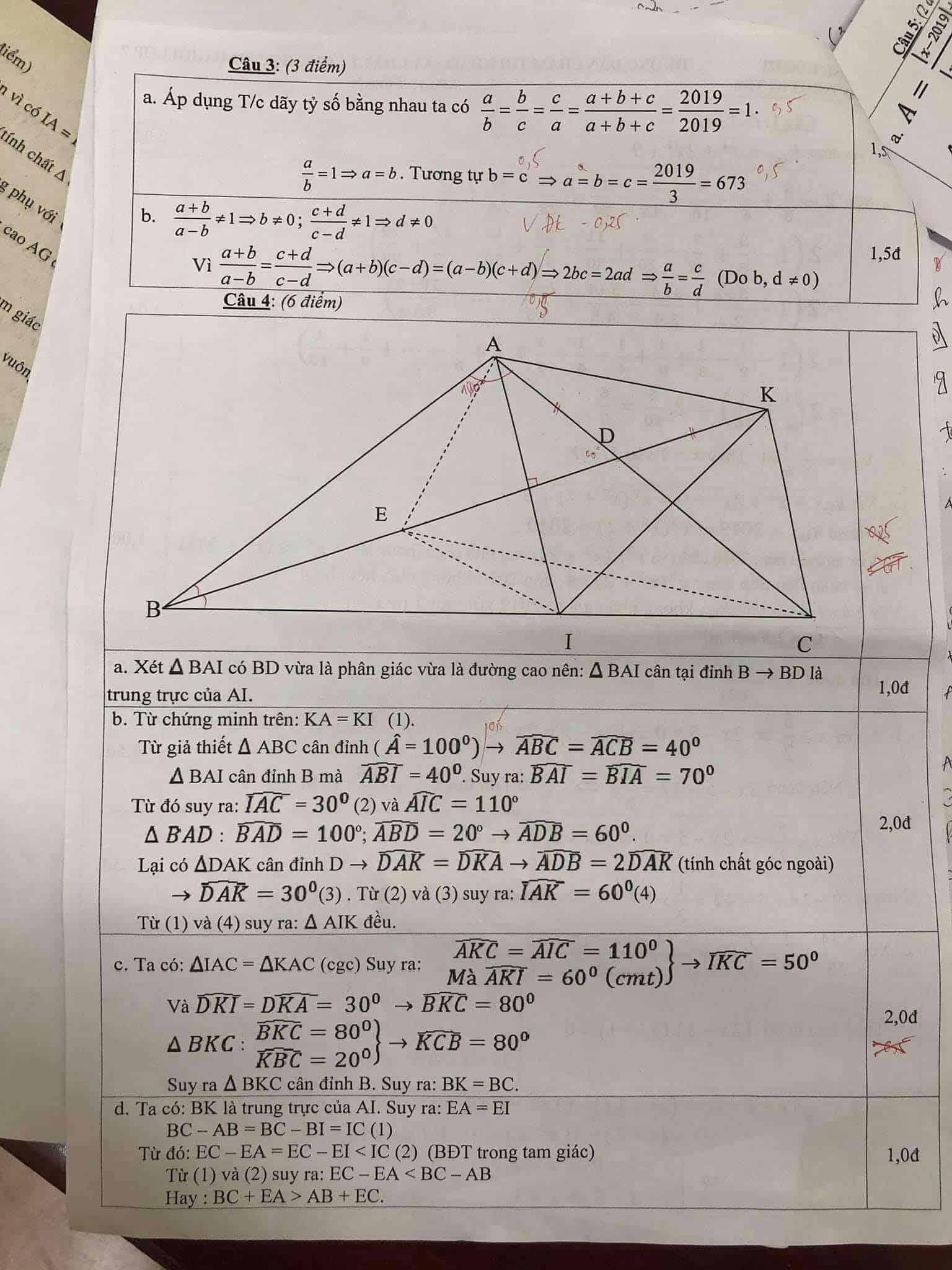 Đề thi HSG môn Toán 7 huyện Thường Tín năm 2018-2019 có đáp án