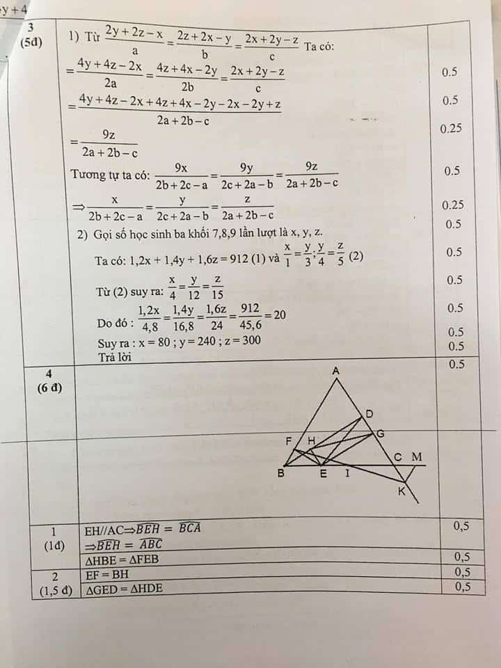 Đề thi HSG môn Toán 7 huyện Thanh Trì năm 2018-2019 có đáp án