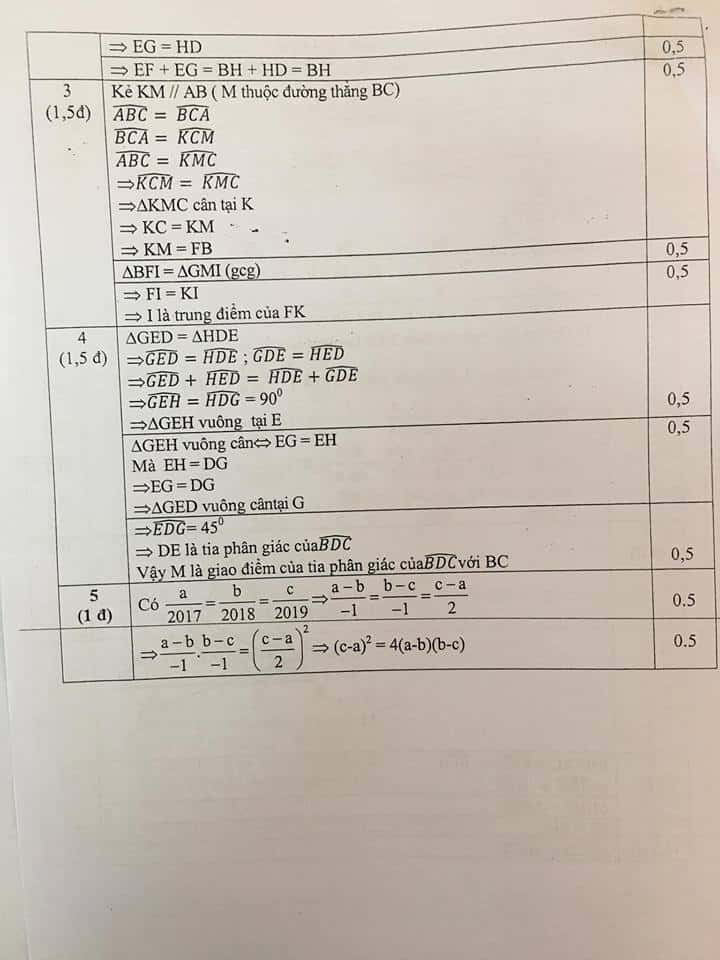 Đề thi HSG môn Toán 7 huyện Thanh Trì năm 2018-2019 có đáp án