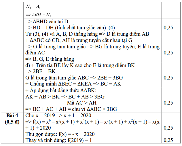 Đề thi HK2 môn Toán 7 huyện Thanh Trì năm 2018-2019 có lời giải