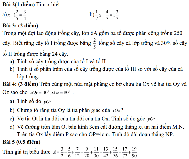 Đề thi HK2 môn Toán 6 huyện Đan Phượng năm 2018-2019 có lời giải