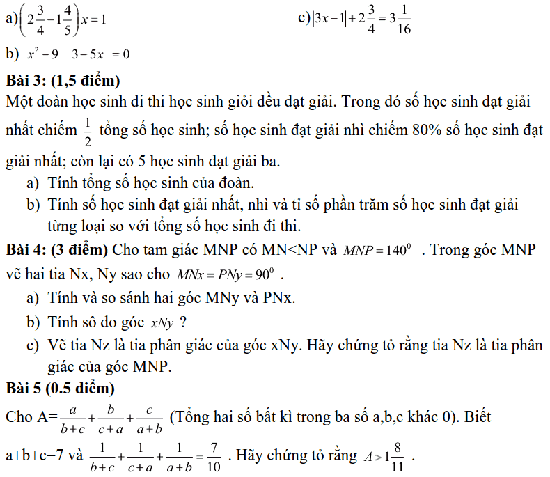 Đề thi HK2 môn Toán 6 THCS Lương Thế Vinh năm 2018-2019