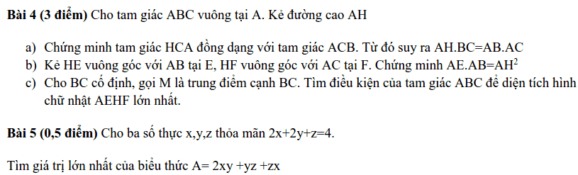 Đề kiểm tra HK2 môn Toán 8 huyện Thạch Thất 2018-2019 có đáp án