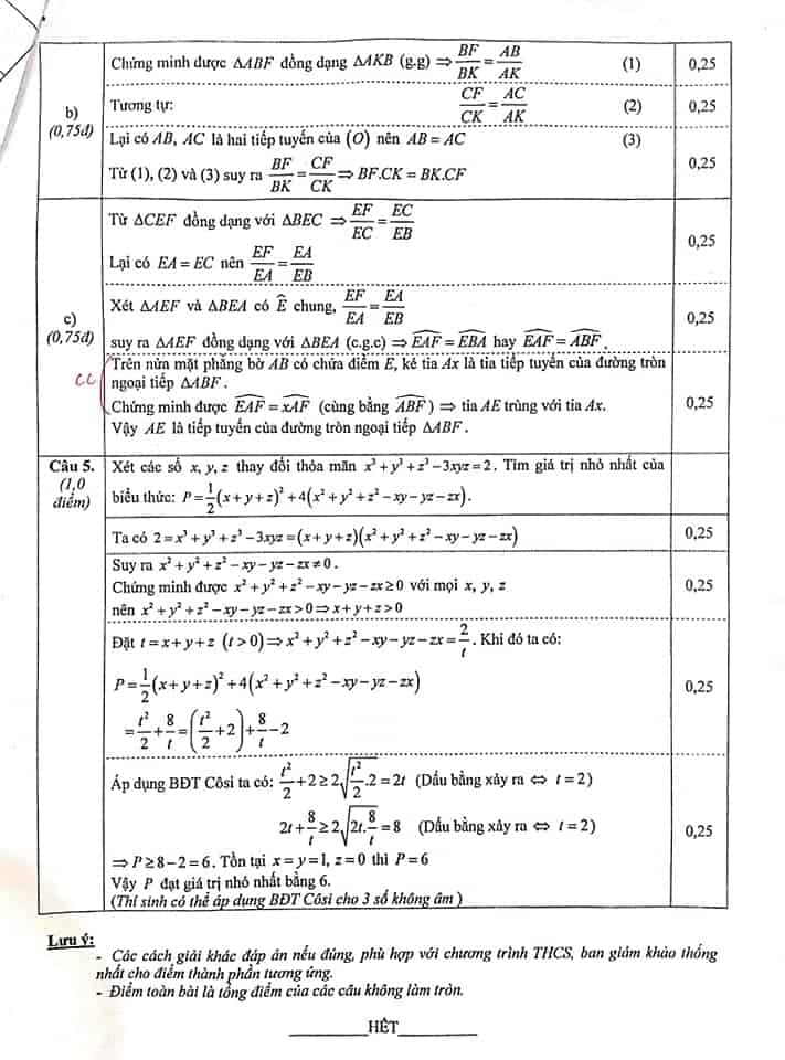 Đề thi vào 10 môn Toán tỉnh Nam Định năm 2019-2020 có đáp án