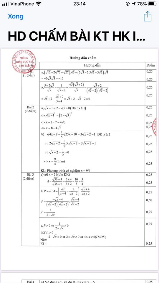 Đề kiểm tra HK1 môn Toán 9 huyện Đông Anh 2019-2020 có đáp án