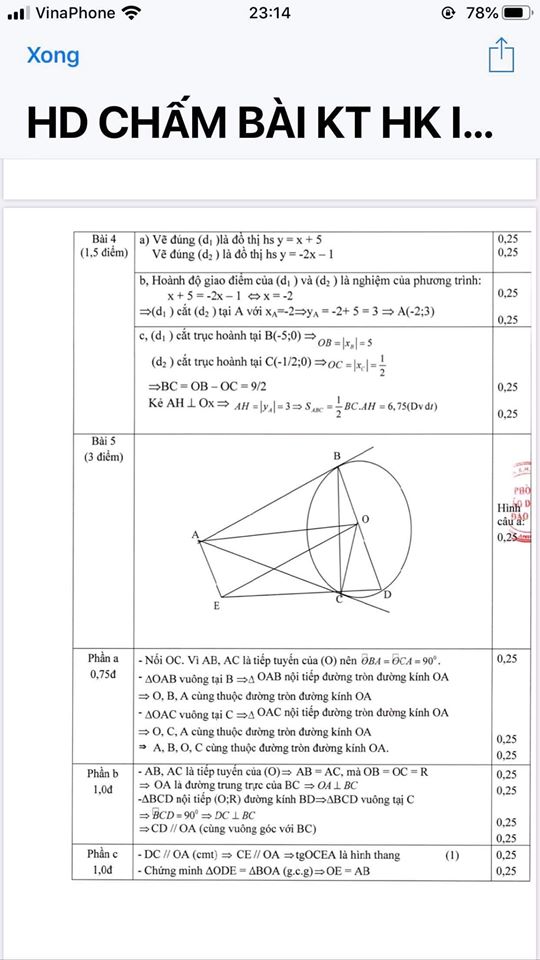 Đề kiểm tra HK1 môn Toán 9 huyện Đông Anh 2019-2020 có đáp án