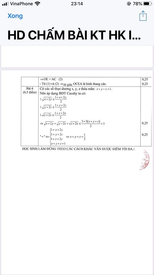 Đề kiểm tra HK1 môn Toán 9 huyện Đông Anh 2019-2020 có đáp án