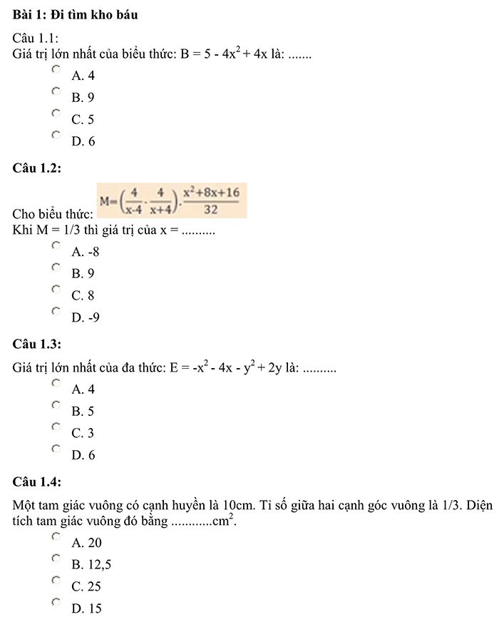 Đề thi Violympic môn Toán lớp 8