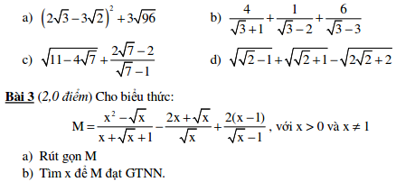 10 Đề kiểm tra Đại số 9 chương 1