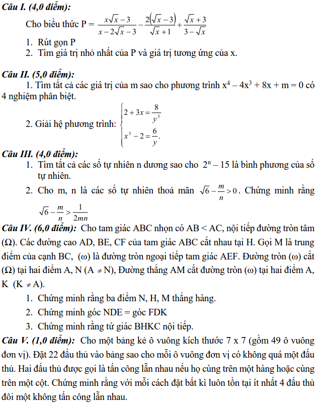 Đề thi HSG môn Toán lớp 9 tỉnh Thanh Hóa năm học 2012-2013