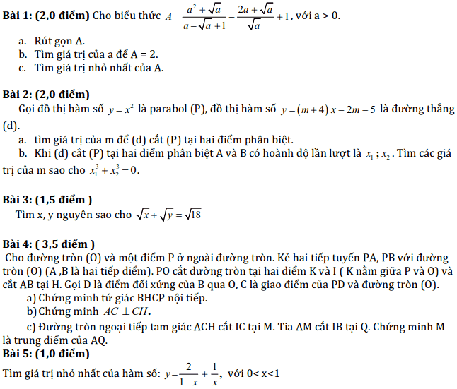 Đề thi Toán vào 10 THPT chuyên Lê Quý Đôn – Bình Định 2014 – 2015