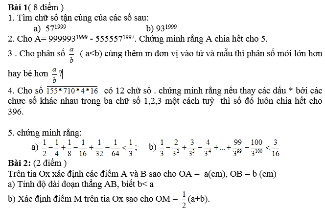 Đề thi học sinh giỏi Toán 6 số 7