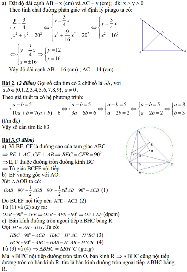 Đề thi Toán vào 10 chuyên Hoàng Văn Thụ – Hòa Bình năm 2012 – 2013