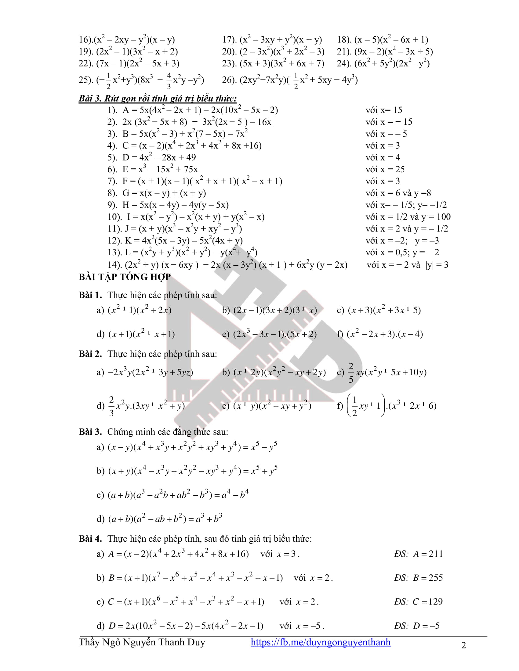 Ôn tập cả năm toán 8 2020-2021