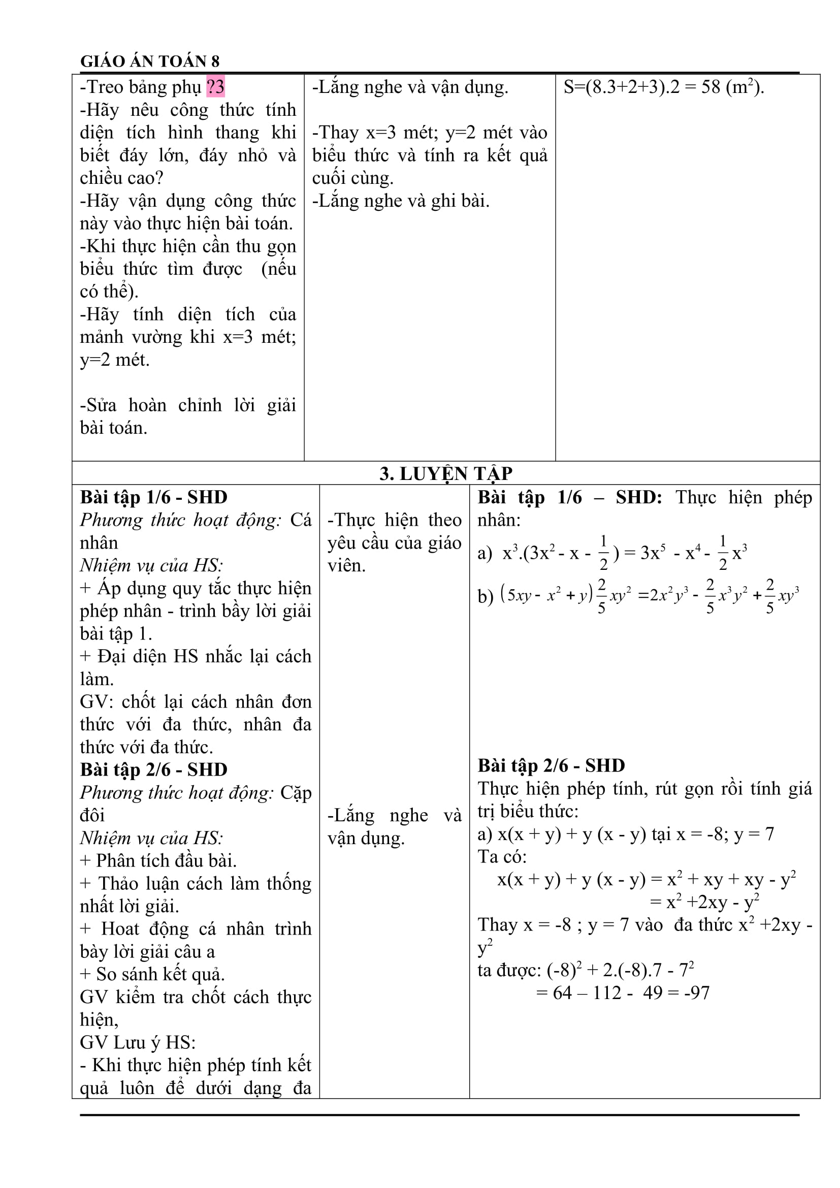 Giáo án Đại số 8 cả năm bản word