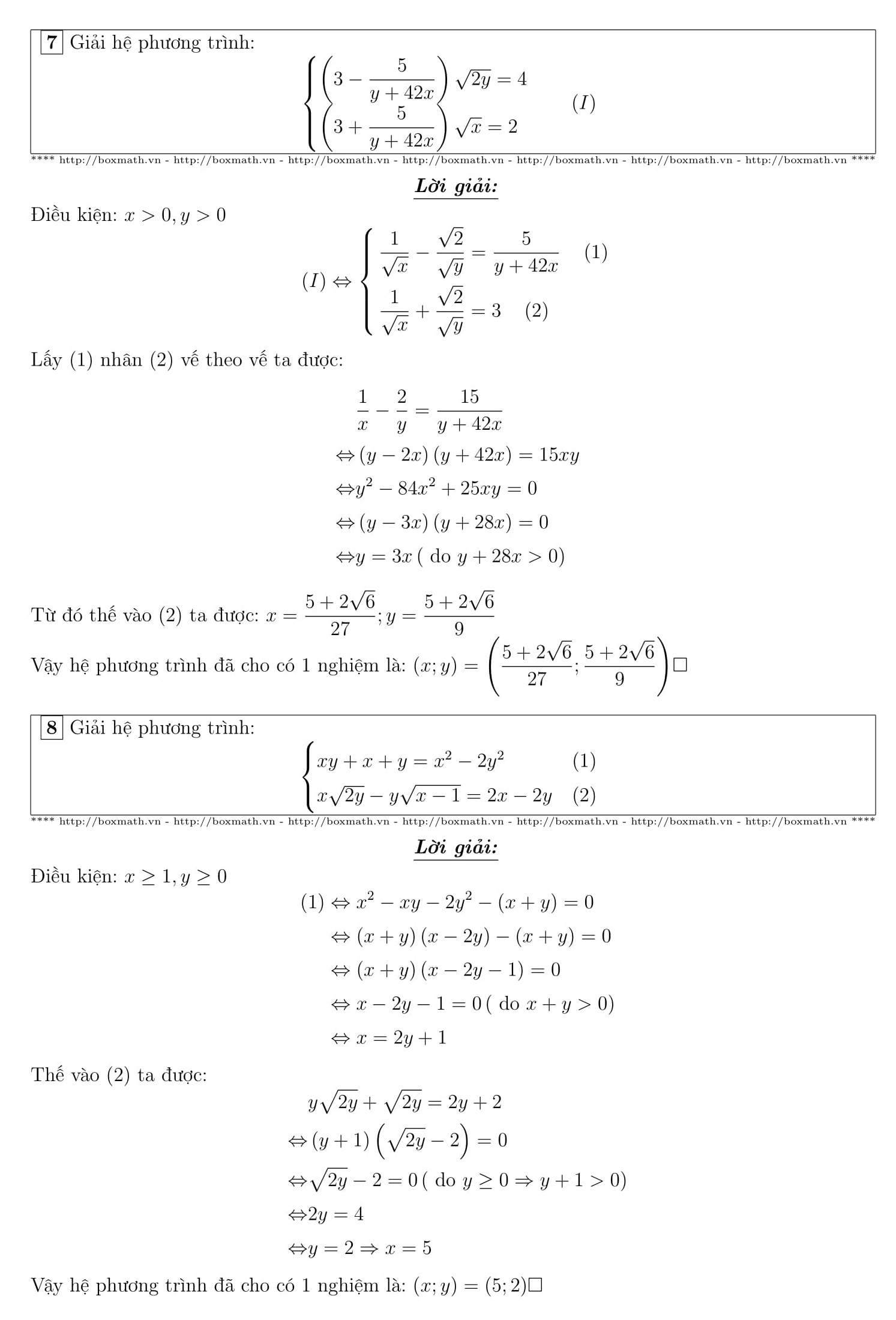 Chuyên đề Hệ phương trình - Toán 12