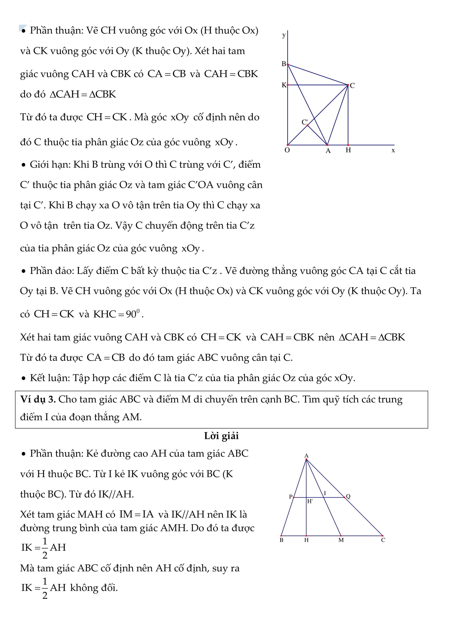 Các bài tập về quỹ tích và tập hợp điểm - Chuyên đề toán 9