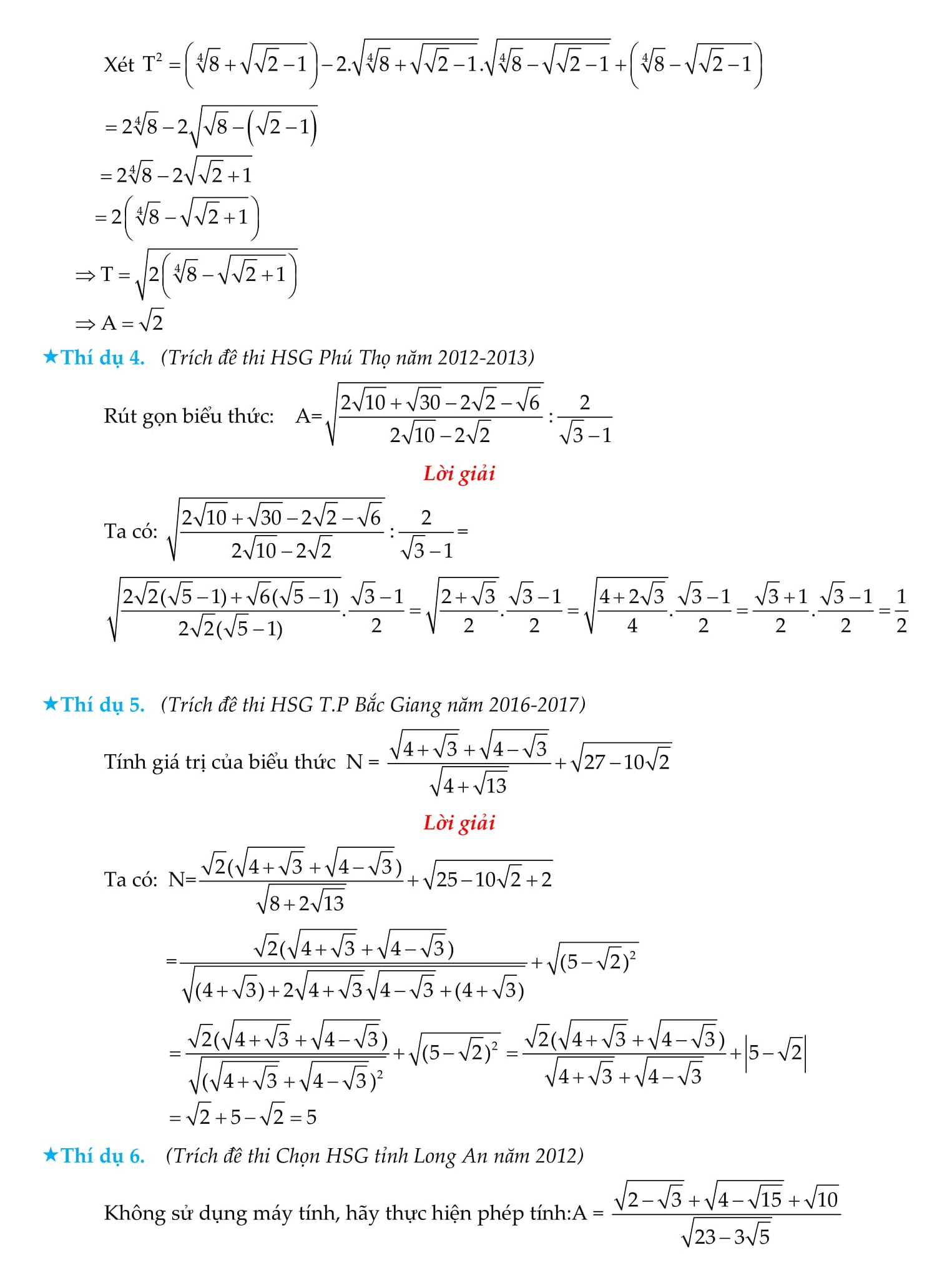 Rút gọn căn thức bậc hai và những bài toán liên quan