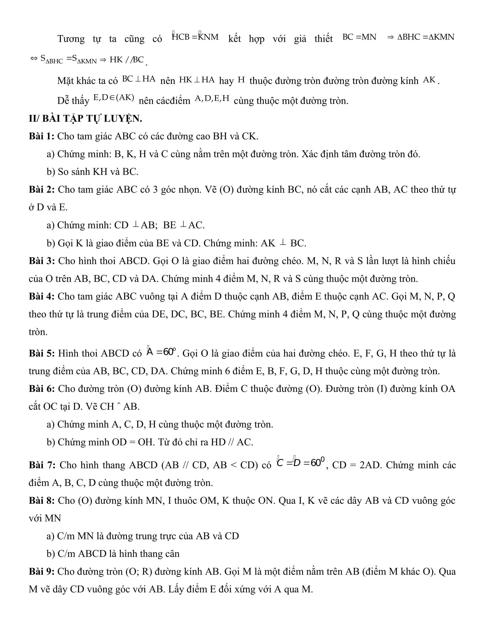 Tất cả bài tập hình tròn - Toán hình 9