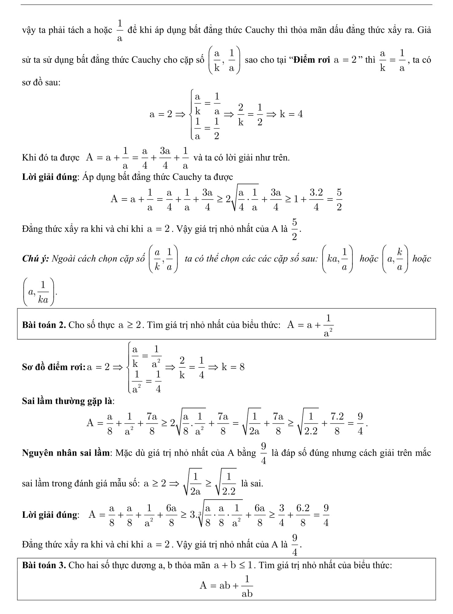 Bất đẳng thức Cosi - Toán Đại 9