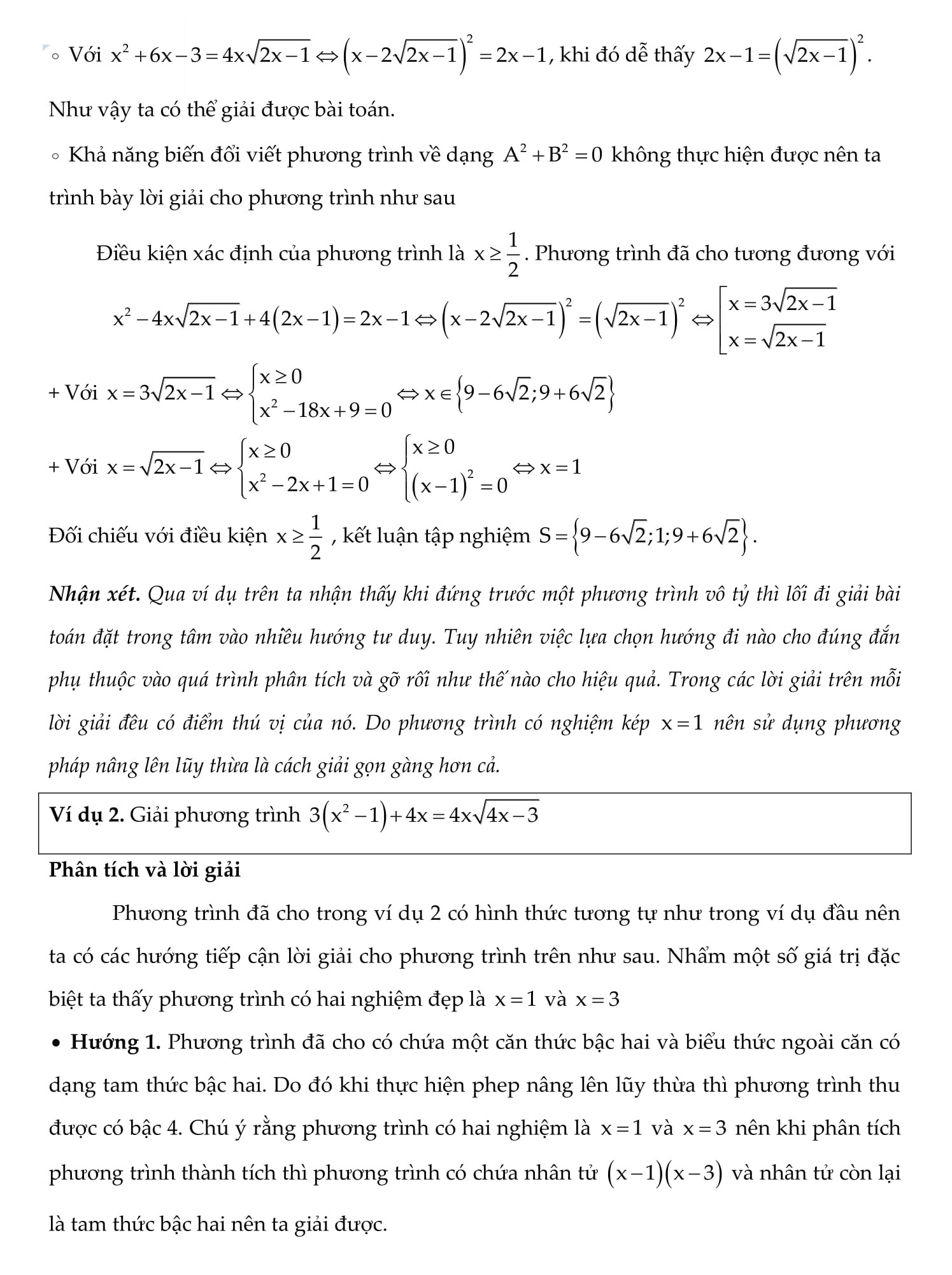 Chuyên đề Toán 9: Phương trình vô tỉ (bài tập + giải)
