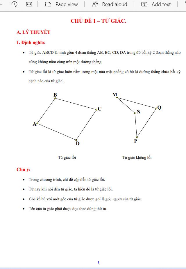 Hình học toán 8 học kì 1 phần 1