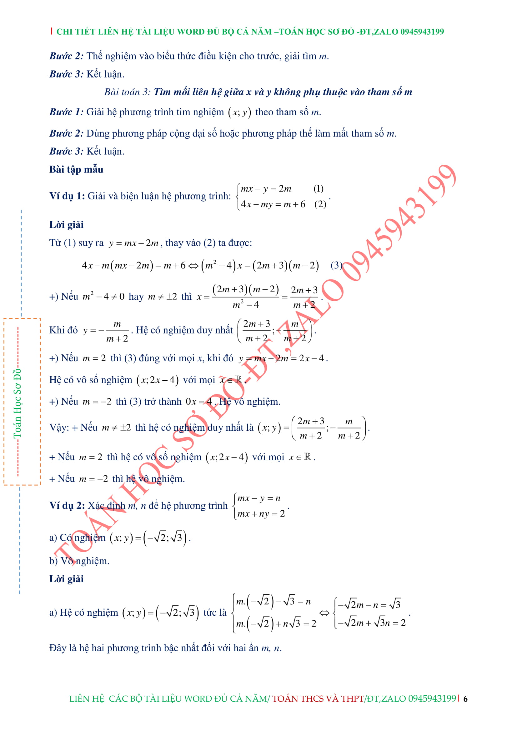 Phương trình và hệ phương trình - Toán Đại 9 nâng cao