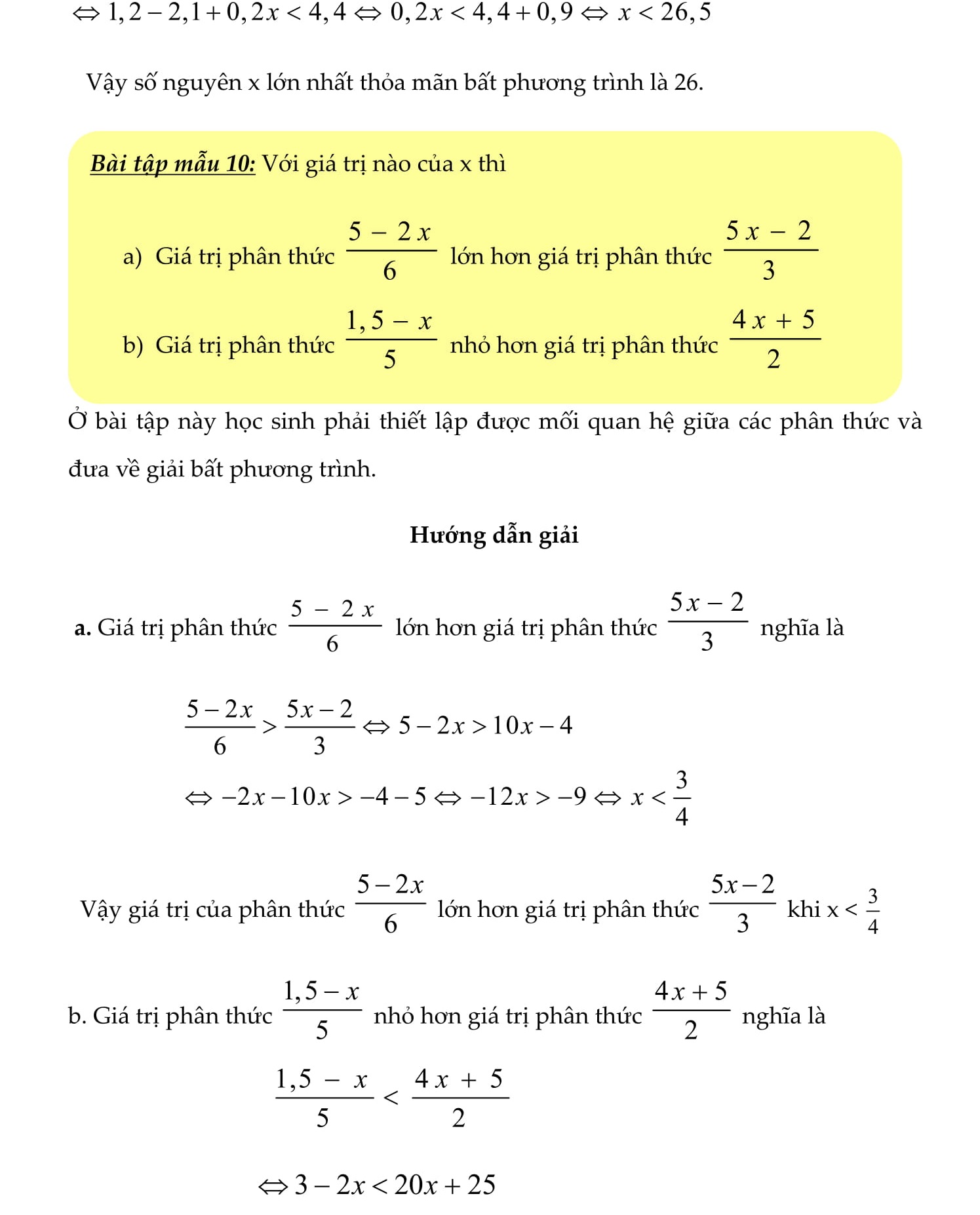 Bất phương trình bậc nhất 1 ẩn - Toán đại số 8 - chương 4