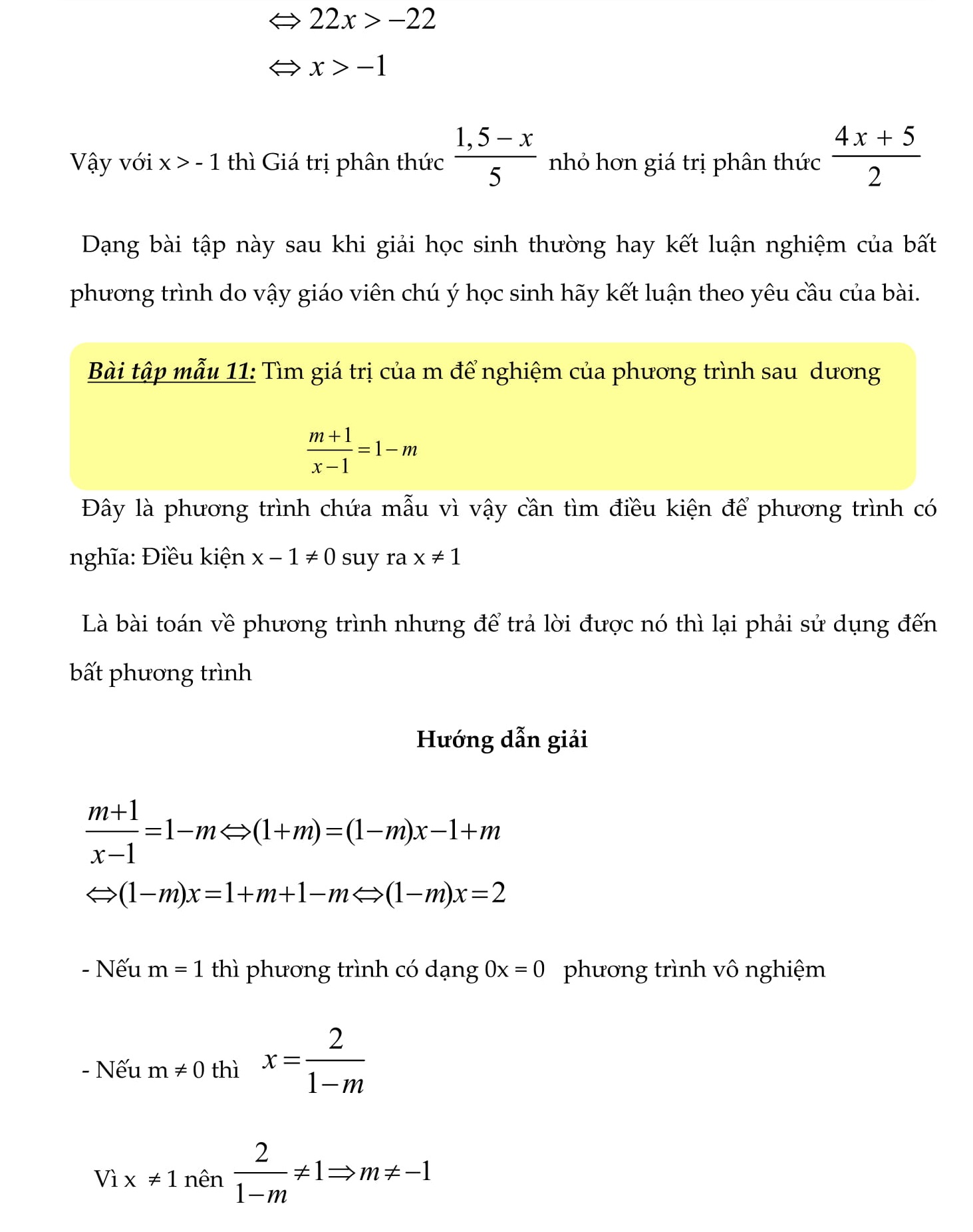 Bất phương trình bậc nhất 1 ẩn - Toán đại số 8 - chương 4