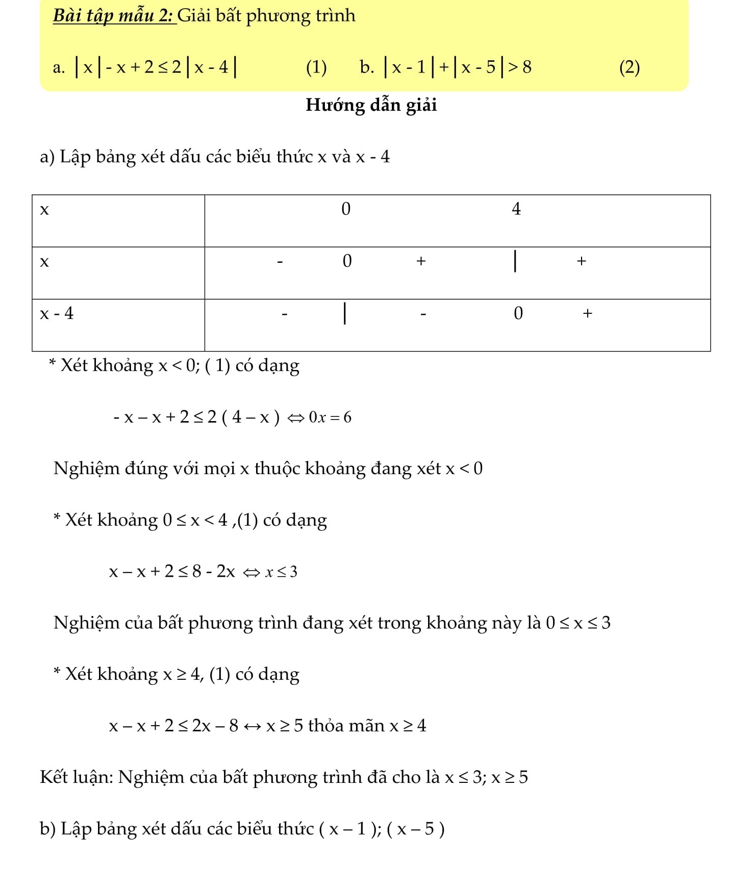 Bất phương trình bậc nhất 1 ẩn - Toán đại số 8 - chương 4