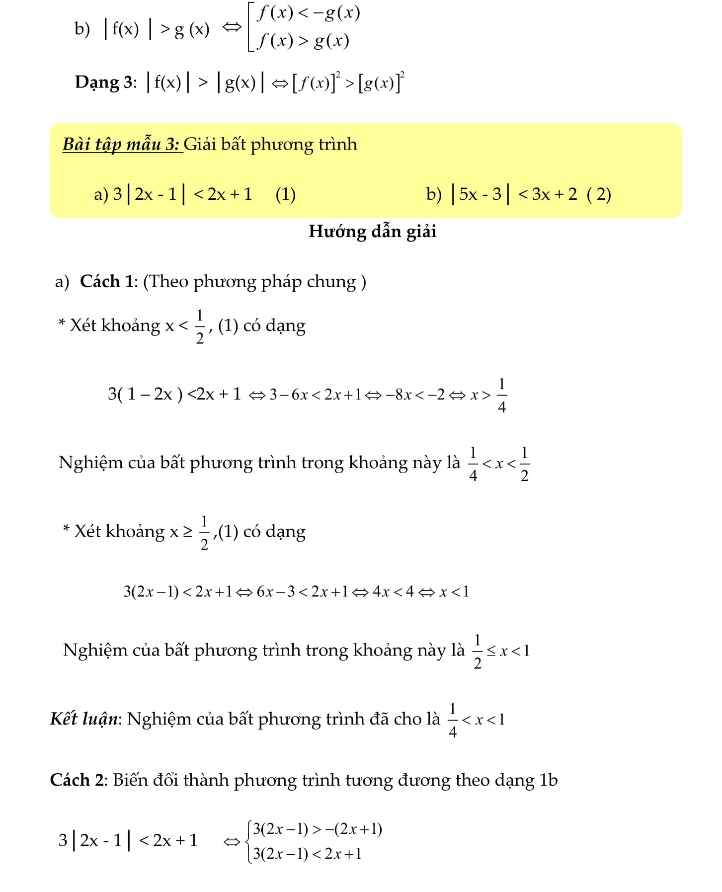 Bất phương trình bậc nhất 1 ẩn - Toán đại số 8 - chương 4